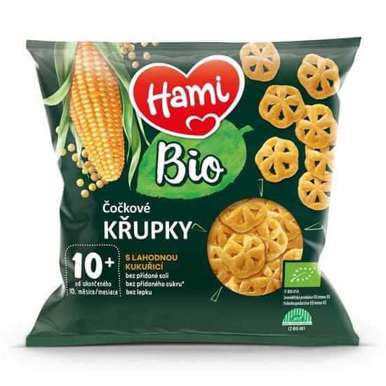 Hami BIO Chrumky šošovicové s lahodnou kukuricou 20 g, 10+