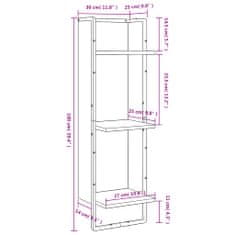 Vidaxl 3-posch. nástenná polica dymový dub 30x25x100 cm kompoz. drevo