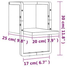 Vidaxl Nástenná polica s tyčou sivá sonoma 20x25x30 cm