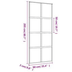 Vidaxl Posuvné dvere zlaté 90x205 cm matné ESG sklo a hliník