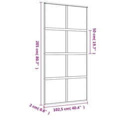 Vidaxl Posuvné dvere zlaté 102,5x205 cm matné ESG sklo a hliník