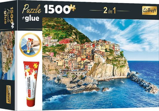 Trefl Sada 2v1 puzzle Manarola, Ligúria, Taliansko 1500 dielikov s lepidlom