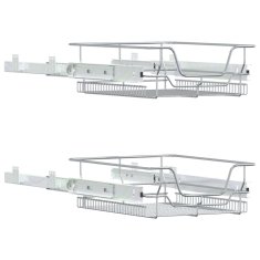 Vidaxl Vysúvacie drôtené košíky 2 ks strieborné 45 cm