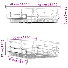 Vidaxl Vysúvacie drôtené košíky 2 ks strieborné 45 cm