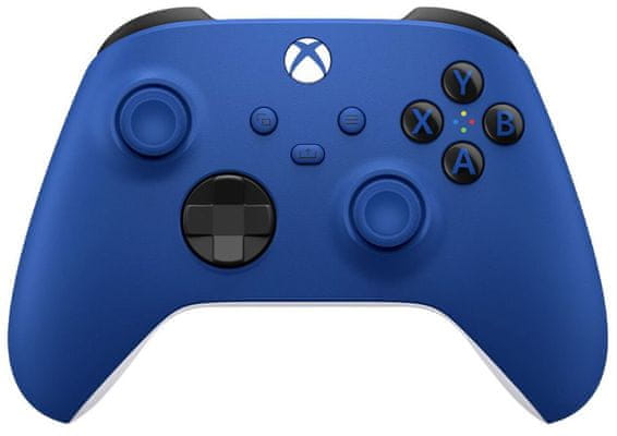 bezdrôtový herný ovládač Microsoft Xbox Series Bezdrôtový ovládač Shock Blue (QAU-00009) vibrácie hybridný smerový ovládač D-pad inovácia modrá farba prevedenie textúrované rukoväte mapovanie tlačidla