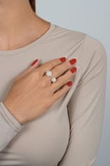 Brilio Silver Blyštivý otvorený bicolor prsteň Kvetina RI124W (Obvod 60 mm)