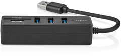 Nedis USB hub, 5 portový, USB-A, 3x USB 3.2 Gen 1, SD & MicroSD