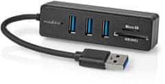 Nedis USB hub, 5 portový, USB-A, 3x USB 3.2 Gen 1, SD & MicroSD