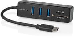 Nedis USB hub, 5 portový, USB-C, 3x USB 3.2 Gen 1, SD & MicroSD