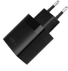FIXED síťová nabíječka, 2xUSB-A, 17W Smart Rapid Charge, čierna + kábel USB-A - USB-C, 1m