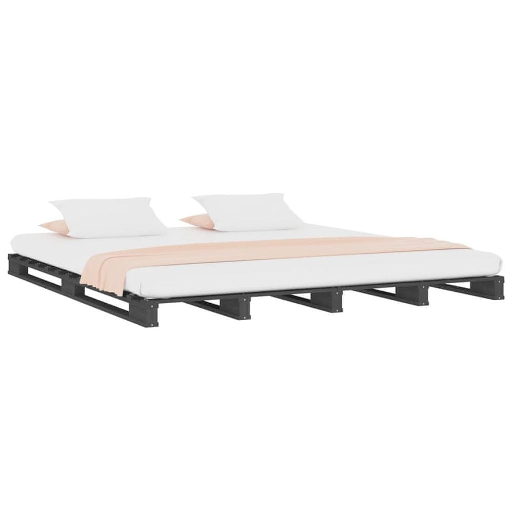 Vidaxl Paletová posteľ, sivá 160x200 cm, borovicový masív