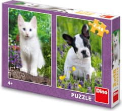 DINO Puzzle Buldoček a mačiatko 2x48 dielikov