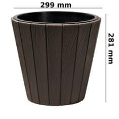 botle Okrúhly kvetináč s imitáciou dreva 12 L hnedý Ø 30 cm - štýlová a odolná dekorácia pre dom a záhradu