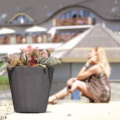 botle Okrúhly kvetináč s imitáciou dreva 54 L béžový Ø 49 cm - štýlová a odolná dekorácia pre dom a záhradu