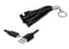USB - micro USB nabíjací kábel ako kľúčenka, farba čierna