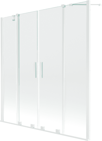 Mexen Velar Duo, 2-krídlová posuvná vaňová zástena 150 x 150 cm, 8mm číre sklo, biely profil, 896-150-000-02-20