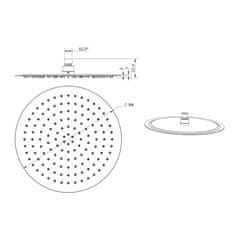 SAPHO SLIM hlavová sprcha, priemer 300mm, čierna mat/nerez MS573B - Sapho