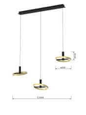 WOFI WOFI Závesné svietidlo Brest 1x 26W LED 3000lm 3000K čierna plus zlatá 7016-304