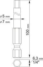 YATO Súprava bitov 1/4" 2 ks IMBUS L=100 mm 4, 6 mm