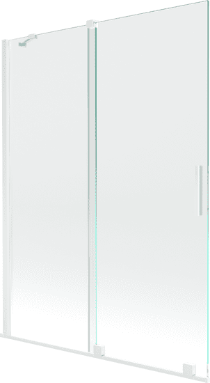 Mexen Velar, 2-krídlová posuvná vaňová zástena 130 x 150 cm, 8mm číre sklo, biely profil, 896-130-000-01-20