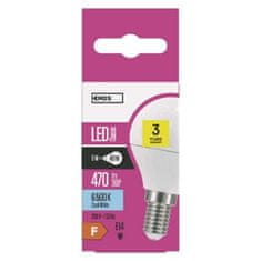 EMOS LED žiarovka Classic Mini Globe / E14 / 5 W (40 W) / 470 lm / studená biela