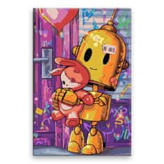Malujsi Maľovanie podľa čísel - Zlatý robot - 80x120 cm, bez dreveného rámu
