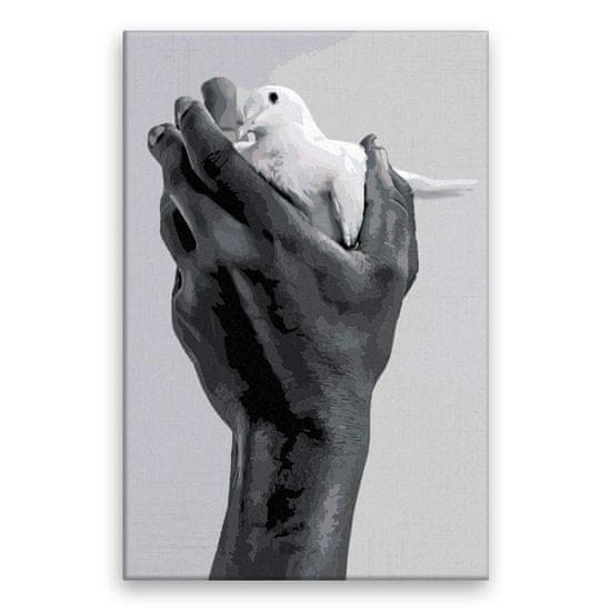 Malujsi Maľovanie podľa čísel - Vták v pasci - 80x120 cm, bez dreveného rámu