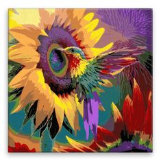 Malujsi Maľovanie podľa čísel - Dúhový kolibrík - 80x80 cm, plátno vypnuté na rám