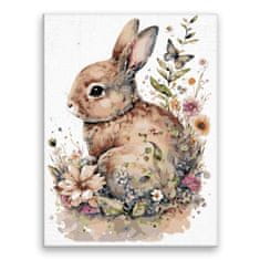 Malujsi Maľovanie podľa čísel - Zajačik vo svojej diere - 30x40 cm, plátno vypnuté na rám