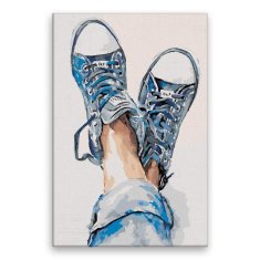 Malujsi Maľovanie podľa čísel - Modré tenisky - 40x60 cm, bez dreveného rámu