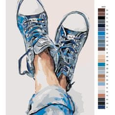 Malujsi Maľovanie podľa čísel - Modré tenisky - 40x60 cm, bez dreveného rámu
