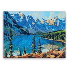 Malujsi Maľovanie podľa čísel - Jazero pod horami 02 - 80x60 cm, plátno vypnuté na rám