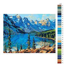 Malujsi Maľovanie podľa čísel - Jazero pod horami 02 - 80x60 cm, plátno vypnuté na rám
