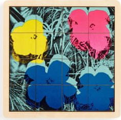 Galison Posuvné drevené puzzle Andy Warhol: Kvety 2v1 (16 dielikov)