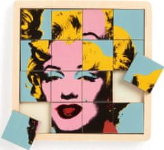 Galison Posuvné drevené puzzle Andy Warhol: Marilyn 2v1 (16 dielikov)