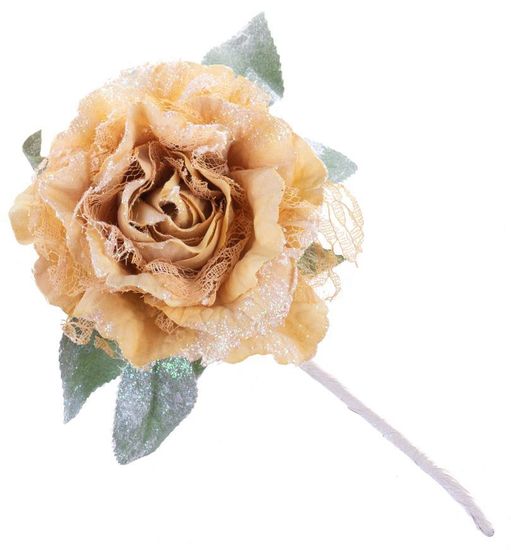 Strend Pro Kvet MagicHome, pivónia s listom, zlatá, stonka, veľkosť kvetu: 12 cm, dĺžka kvetu: 23 cm, .
