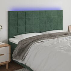 Vidaxl Čelo postele s LED tmavozelené 180x5x118/128 cm zamat