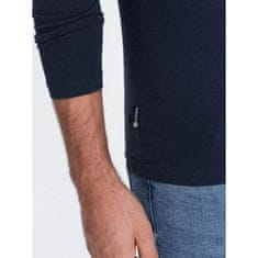 OMBRE Pánske tričko s dlhým rukávom V-NECK tmavomodré MDN124068 S