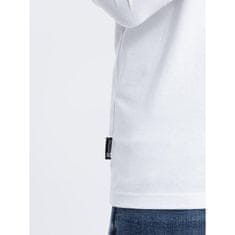 OMBRE Pánske tričko s dlhým rukávom V-NECK biele MDN124067 M