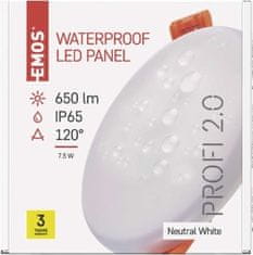 EMOS LED panel 100mm, kruhový vstavaný biely, 8W neut. biela, IP65