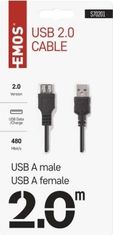 EMOS USB kabel 2.0 A vidlice – A zásuvka 2m