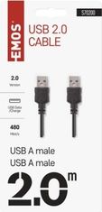 EMOS USB kabel 2.0 A vidlice – A vidlice 2m