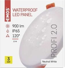 EMOS LED panel 125mm, kruhový vstavaný biely, 11W neutr. b., IP65