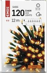 EMOS LED vianočná reťaz, 12 m, vonkajšie aj vnútorné, vintage, časovač