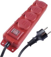 EMOS Predlžovací kábel gumový - 4 zásuvky, 3m, 1,5mm2, IP44