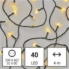 EMOS LED vianočná reťaz, 4 m, vonkajšia aj vnútorná, teplá biela, časovač
