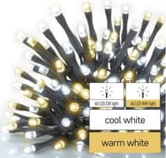 EMOS LED vianočná reťaz, 12 m, vonkajšia aj vnútorná, teplá/studená biela, časovač