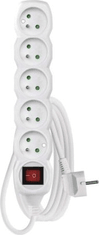 EMOS Predlžovací kábel s vypínačom - 5 zásuviek, 3m, biely