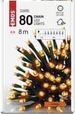 EMOS LED vianočná reťaz, 8 m, vonkajšie aj vnútorné, vintage, časovač