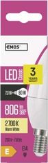 EMOS LED žiarovka Classic Candle 8W E14 teplá biela